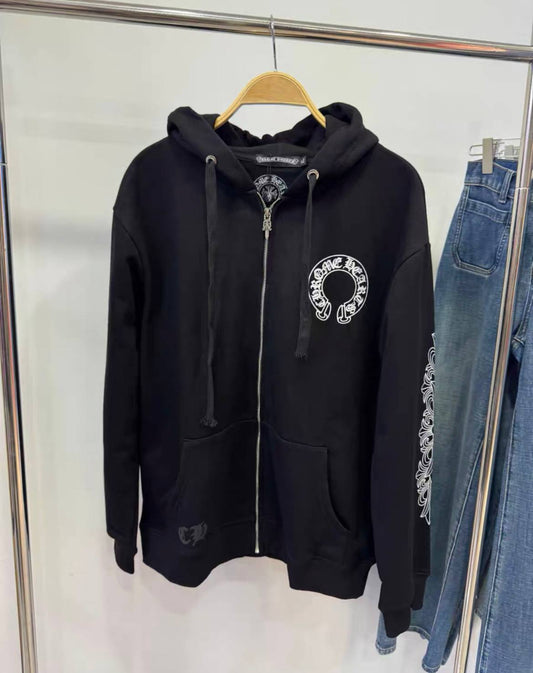 CHROME HEARTS FLORAL HORSESHOE ZIP UP HOODIE