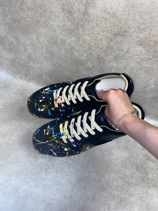 MAISON MARGIELA REPLICA PAINT BLACK SHOES