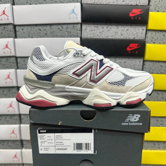 NEW BALANCE 9060 WHITE SHADOW RED SNEAKERS