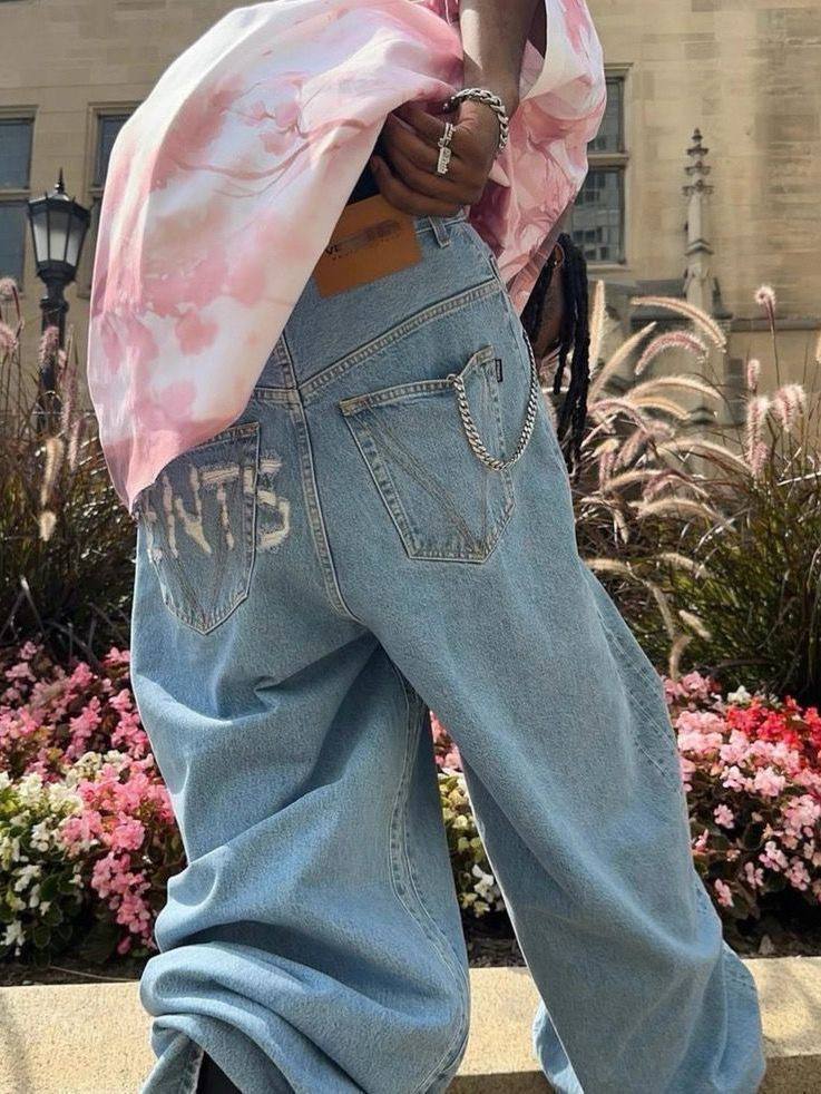 VETEMENTS LOGO DESTROYED BAGGY JEANS