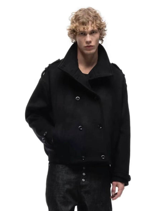 NO FAITH STUDIOS BUTTON UP MARINE BLACK JACKET