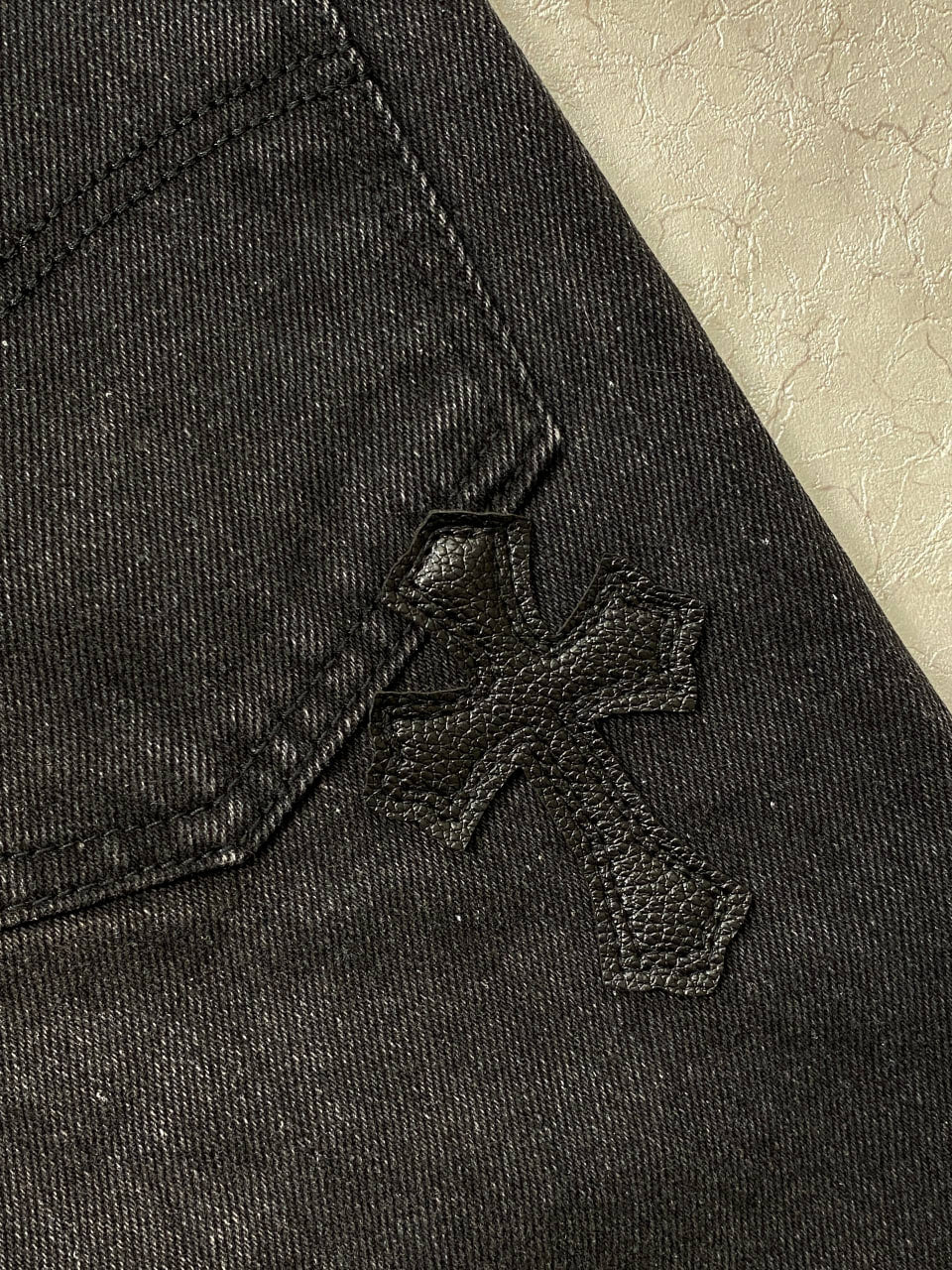 CHROME HEARTS DENIM BLACK SHORTS