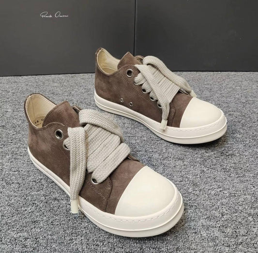 RICK OWENS JUMBOLACE LOW BROWN SNEAKERS