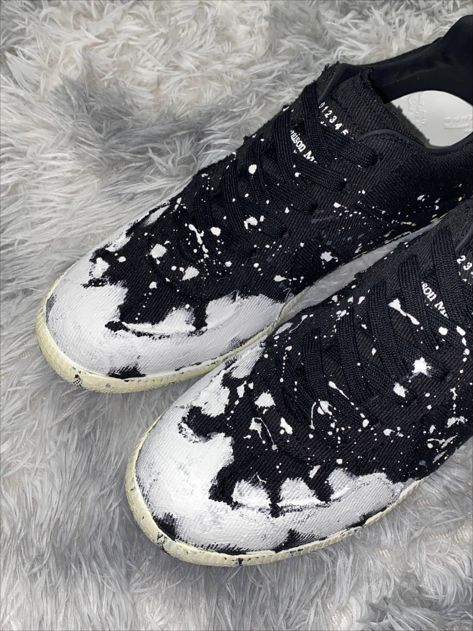 MAISON MARGIELA REPLICA PAINT BLACK WHITE SNEAKERS
