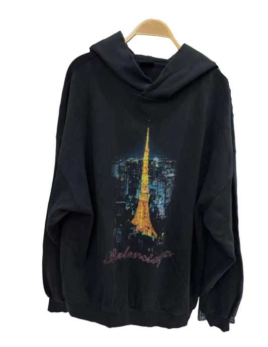 BALENCIAGA PARIS HOODIE BLACK