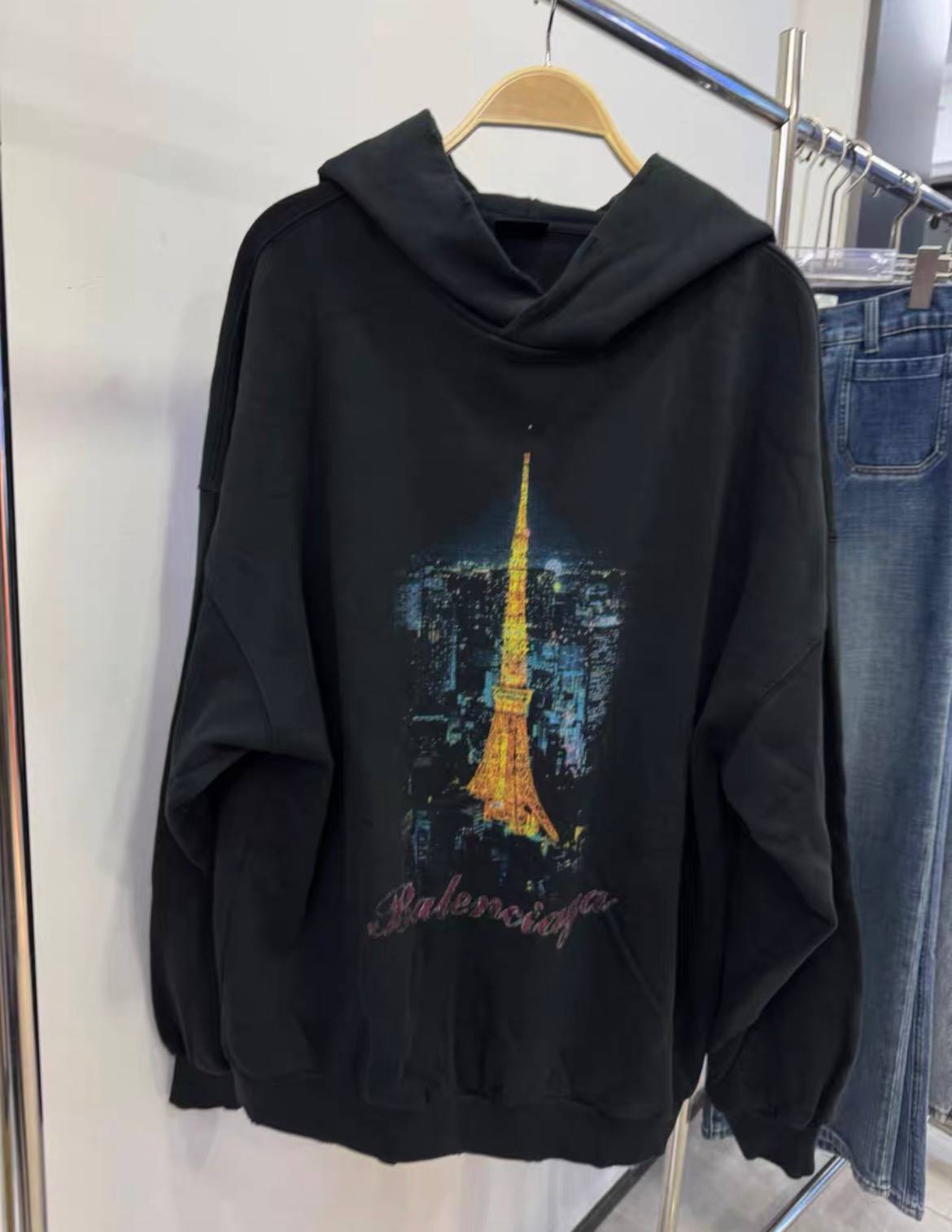 BALENCIAGA PARIS HOODIE BLACK