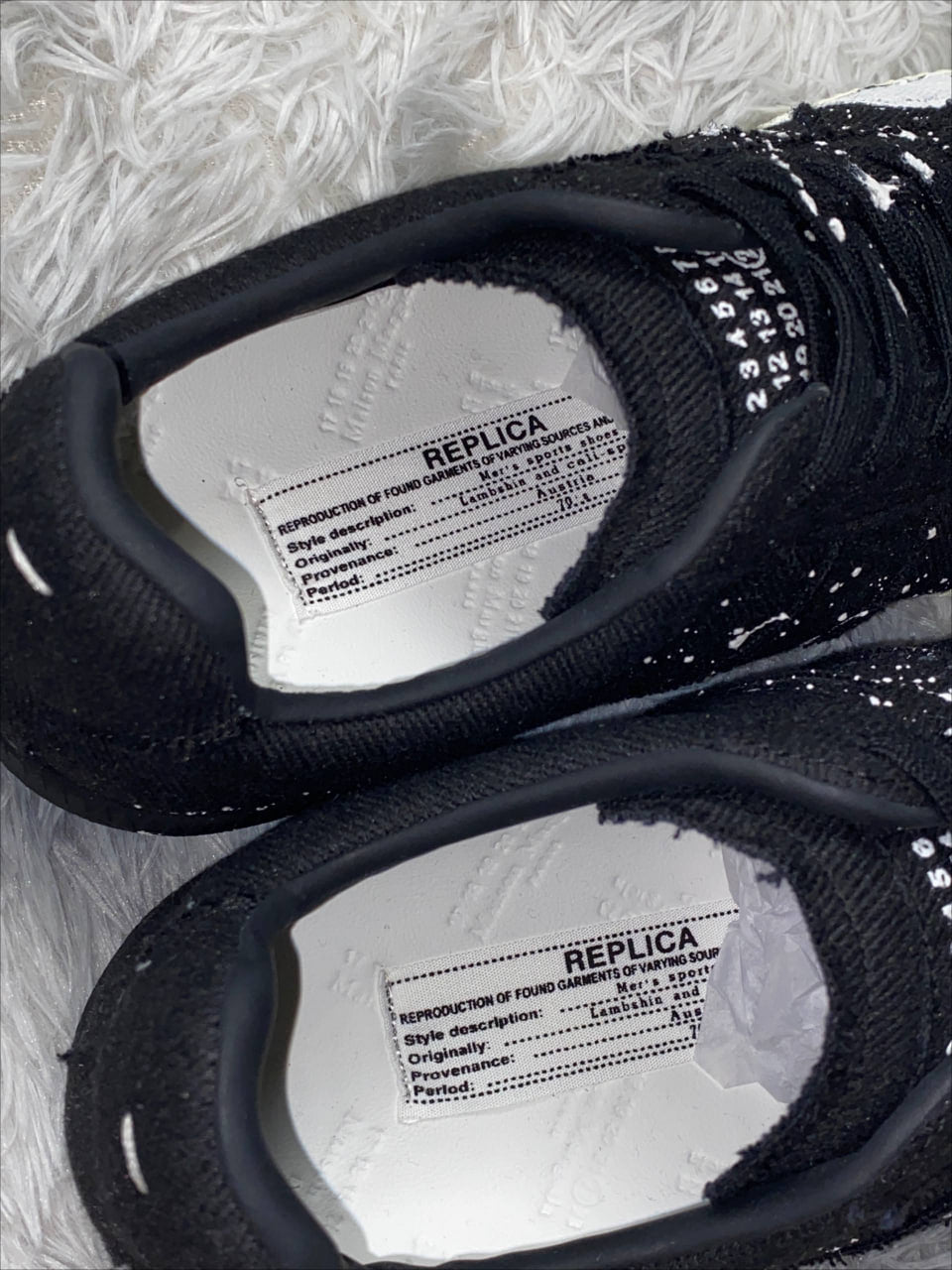 MAISON MARGIELA REPLICA PAINT BLACK WHITE SNEAKERS
