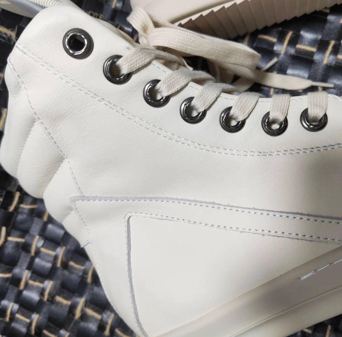RICK OWENS CHROME HEARTS GEOBASKET HIGHT BLACK WHITE SNEAKERS