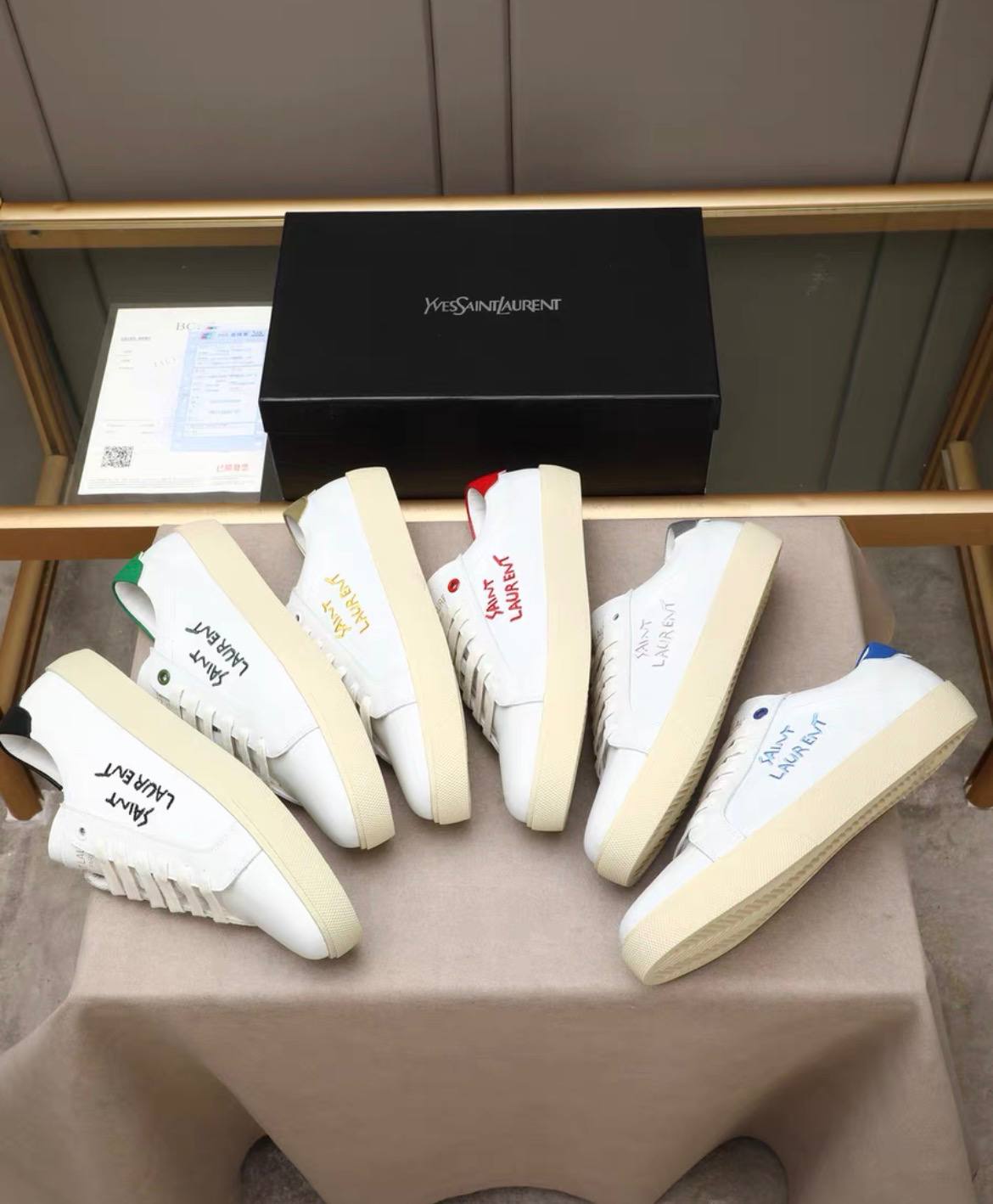 SAINT LAURENT COURT CLASSIC WHITE BLACK SHOES