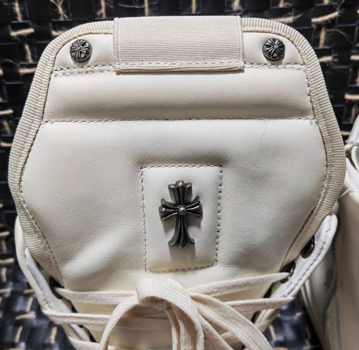 RICK OWENS CHROME HEARTS GEOBASKET HIGHT BLACK WHITE SNEAKERS
