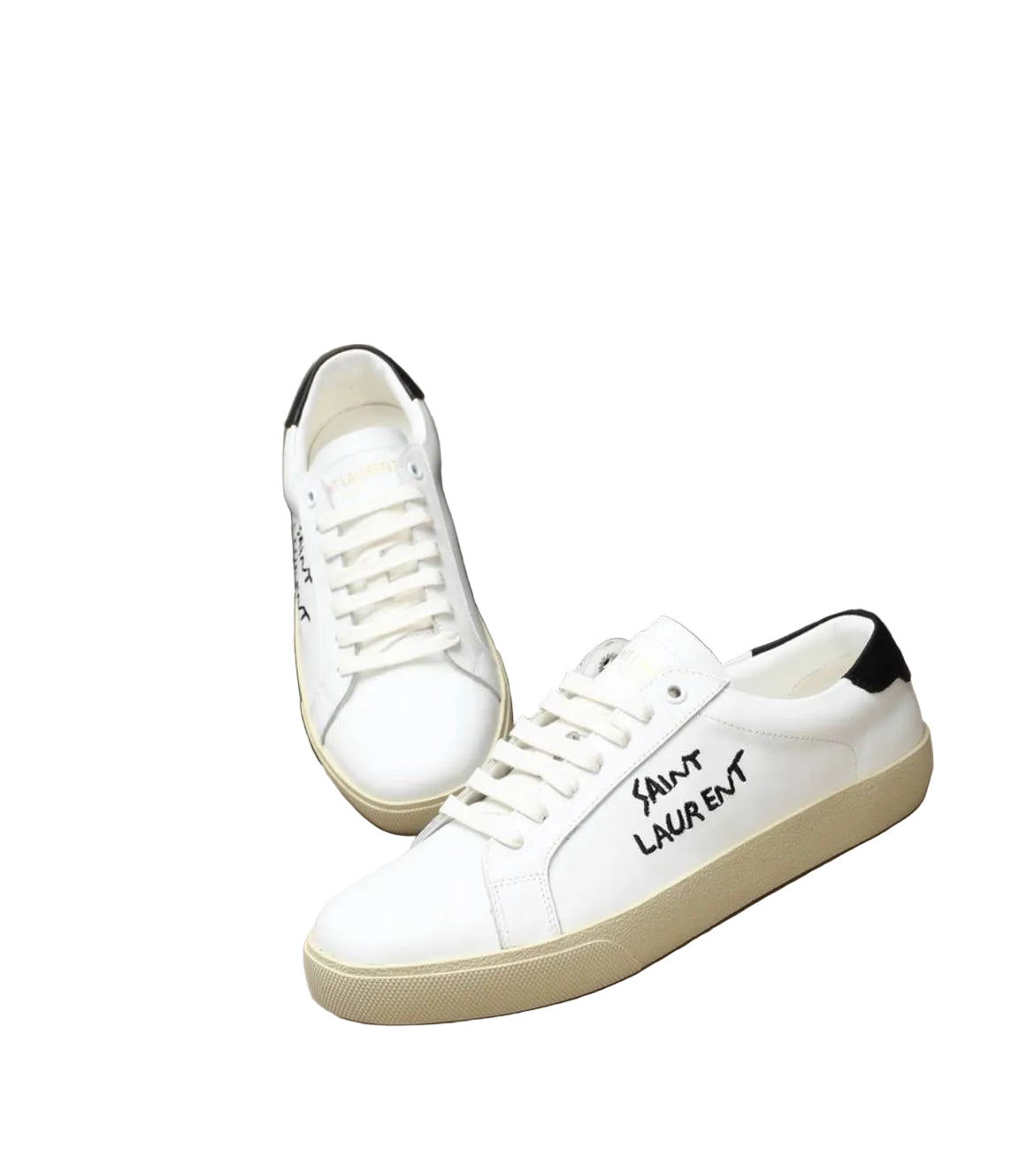 SAINT LAURENT COURT CLASSIC WHITE BLACK SHOES