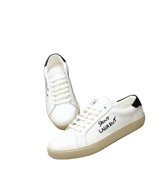 SAINT LAURENT COURT CLASSIC WHITE BLACK SHOES