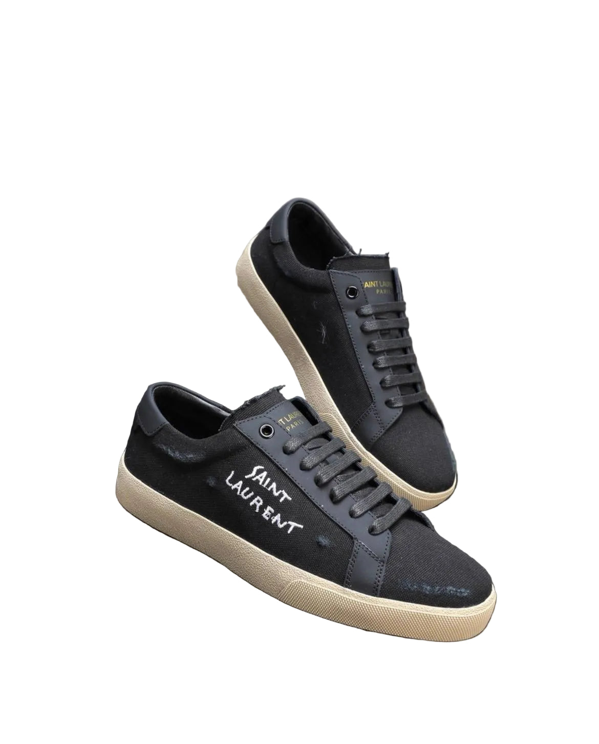 SAINT LAURENT COURT CLASSIC WHITE BLACK SHOES