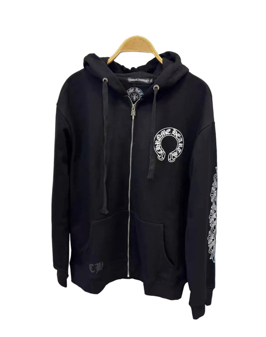 CHROME HEARTS FLORAL HORSESHOE ZIP UP HOODIE
