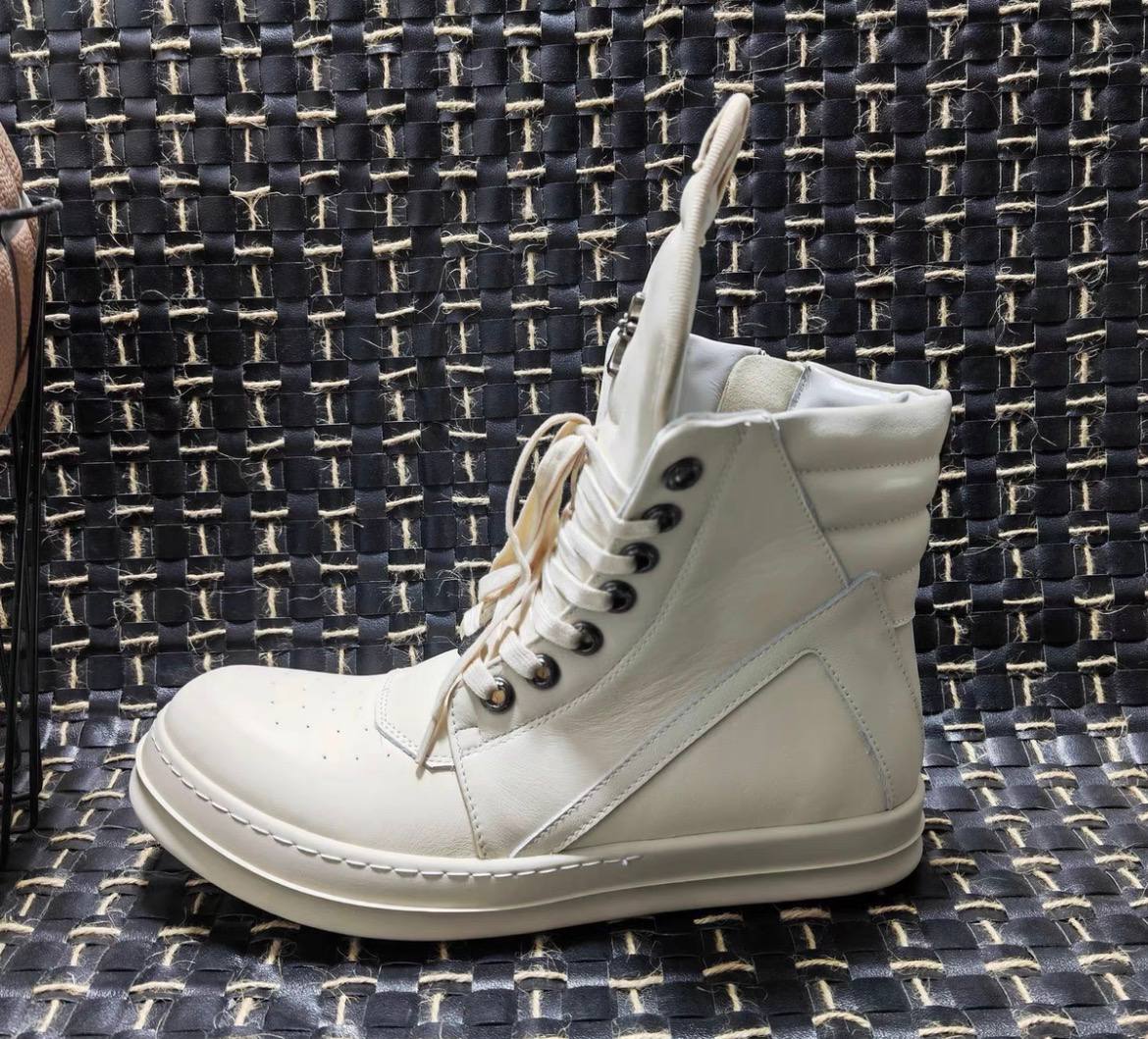 RICK OWENS CHROME HEARTS GEOBASKET HIGHT BLACK WHITE SNEAKERS