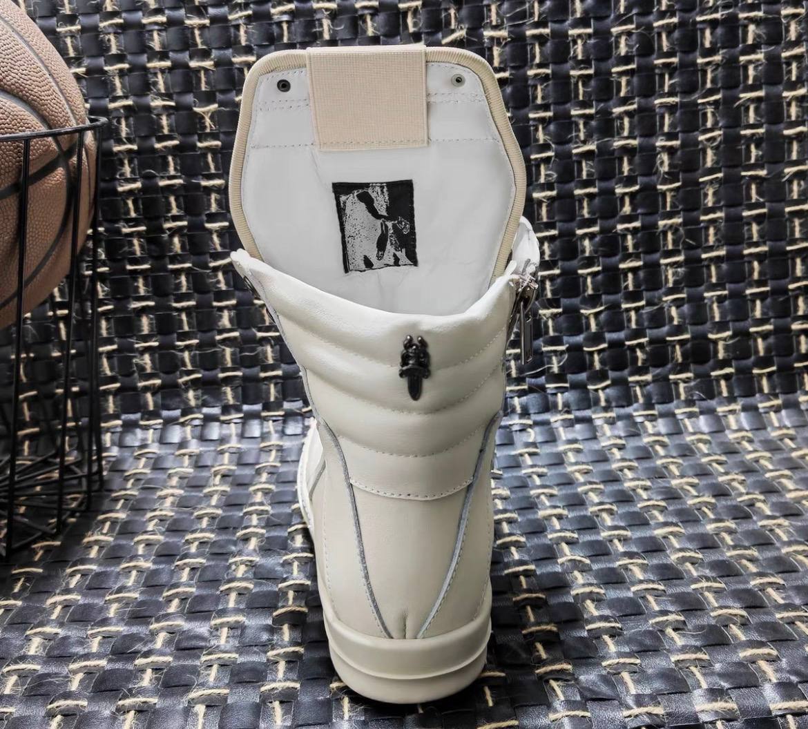 RICK OWENS CHROME HEARTS GEOBASKET HIGHT BLACK WHITE SNEAKERS