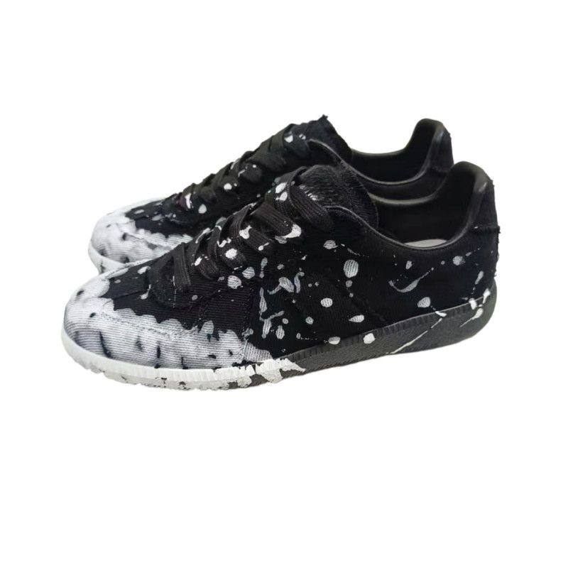 MAISON MARGIELA REPLICA PAINT BLACK WHITE SNEAKERS
