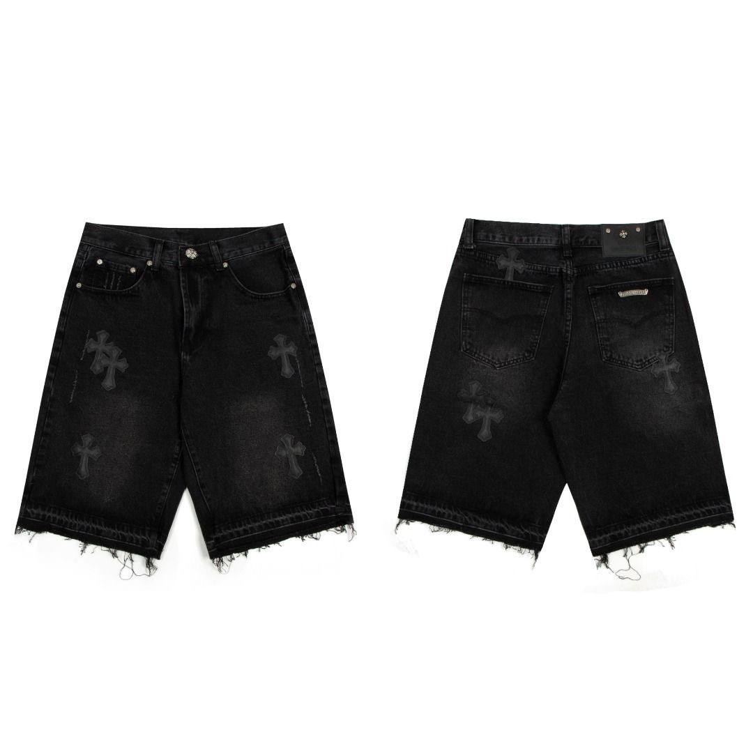 CHROME HEARTS DENIM BLACK SHORTS