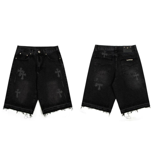 CHROME HEARTS DENIM BLACK SHORTS