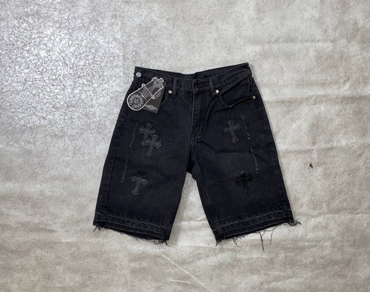 CHROME HEARTS DENIM BLACK SHORTS