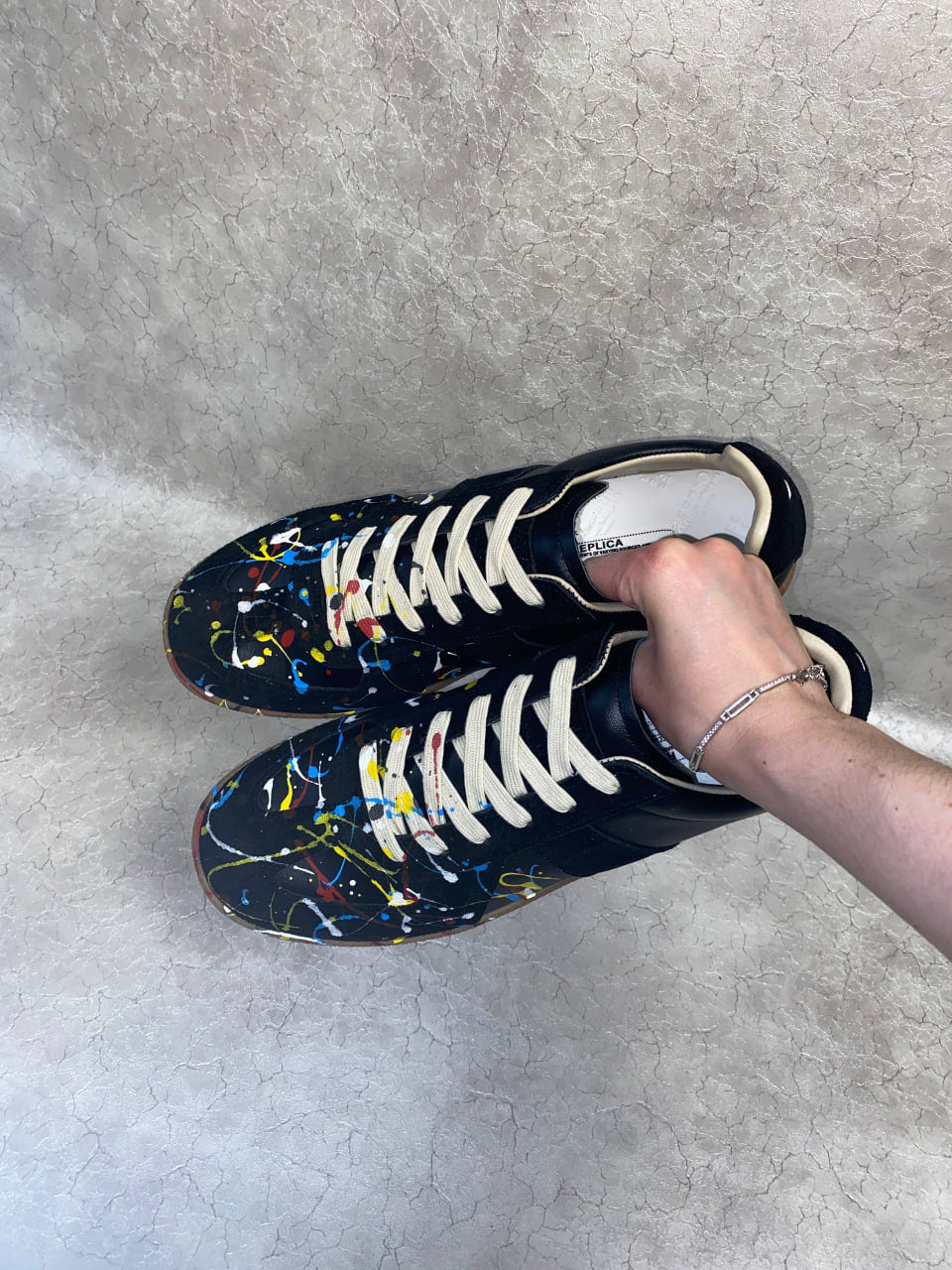 MAISON MARGIELA REPLICA PAINT BLACK SHOES