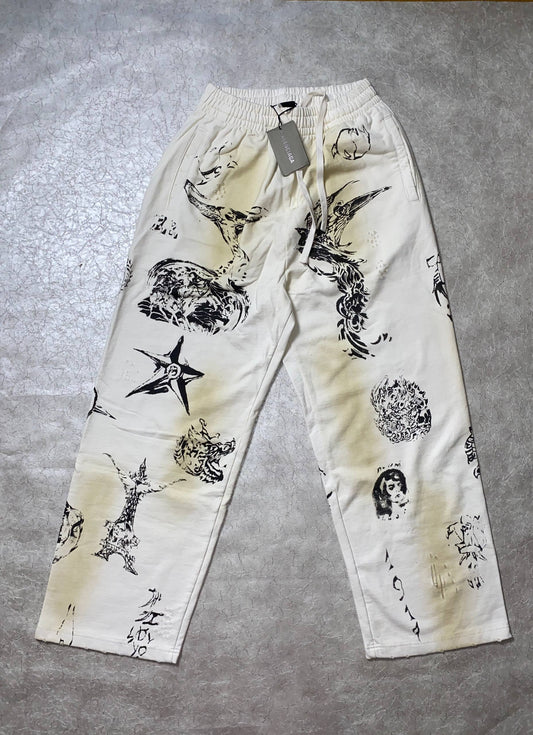 BALENCIAGA TATTO MUD DYED GRAFFITI PANTS