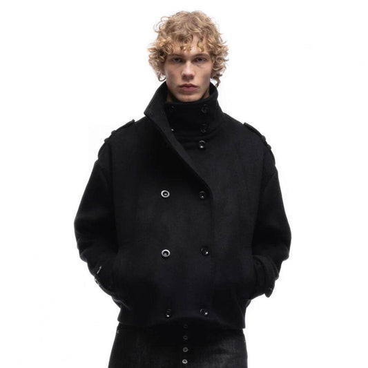 NO FAITH STUDIOS BUTTON UP MARINE BLACK JACKET