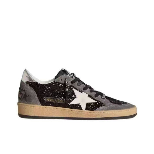 GOLDEN GOOSE BALL STAR IN GLITTER WITH LEATHER STAR SNEAKERS
