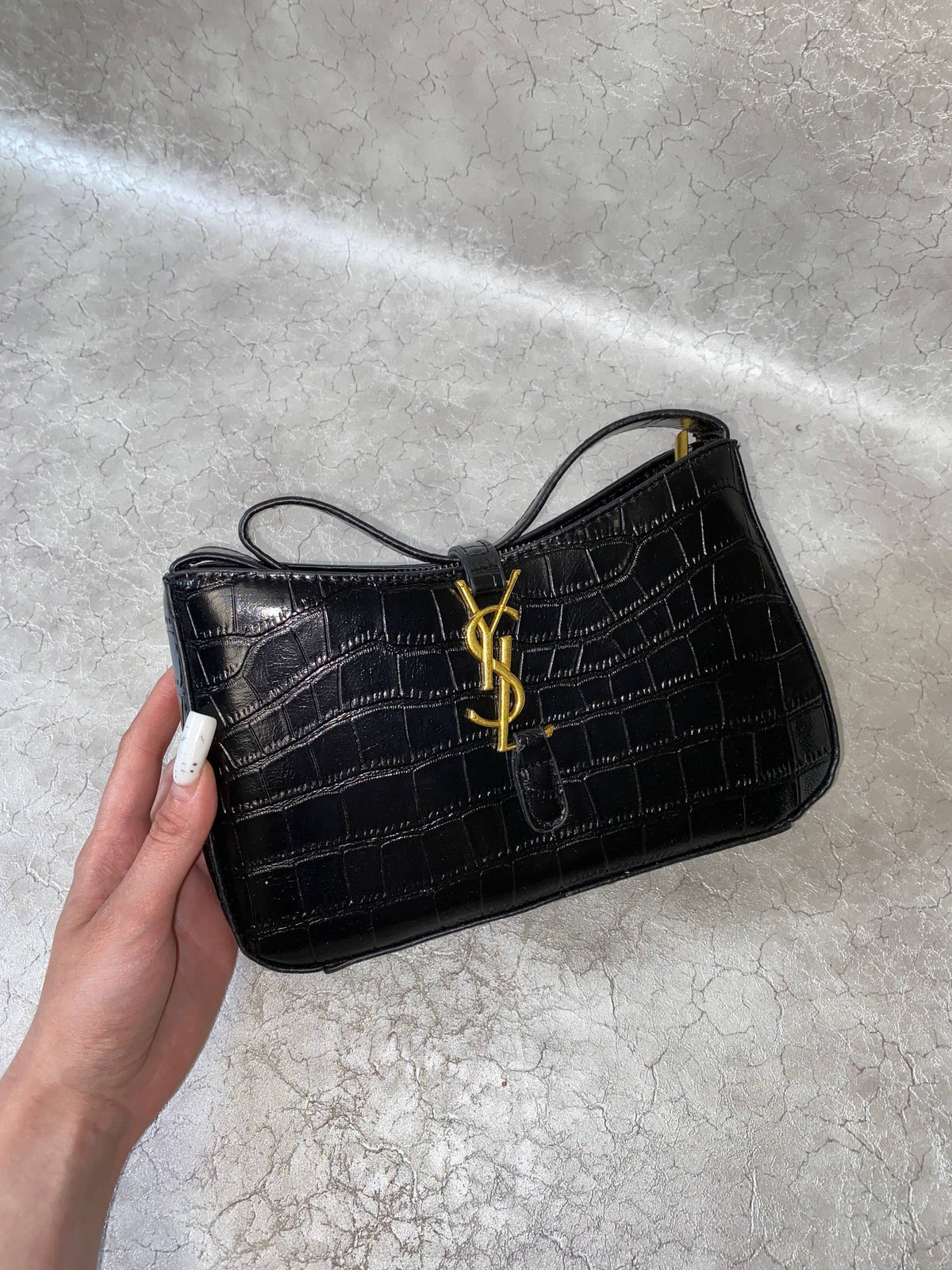 SAINT LAURENT 5A7 CROCODILE EFFECT BAG