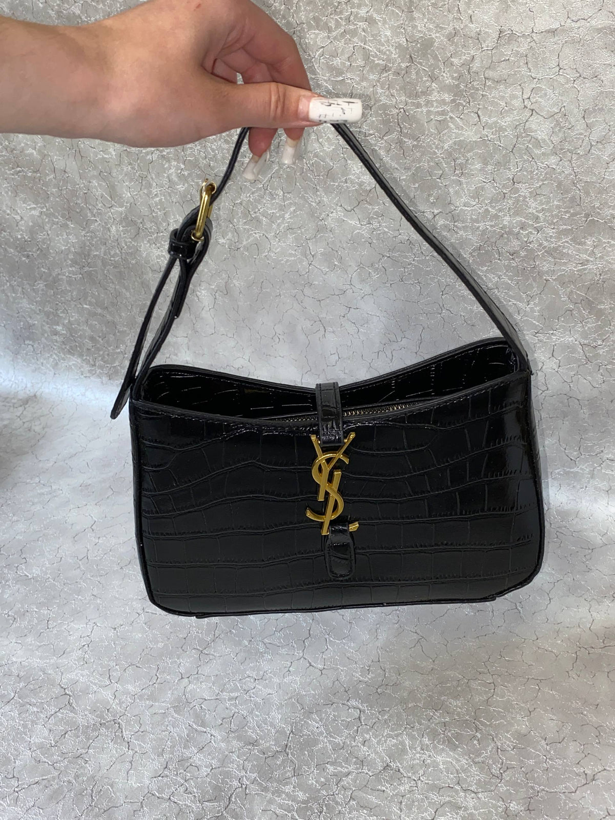 SAINT LAURENT 5A7 CROCODILE EFFECT BAG