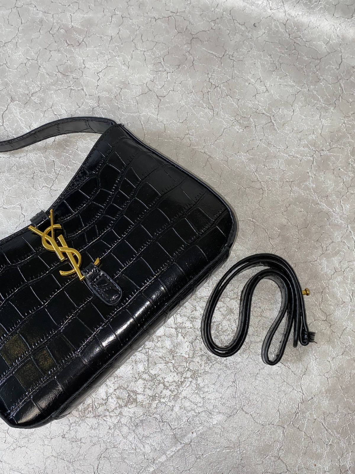SAINT LAURENT 5A7 CROCODILE EFFECT BAG