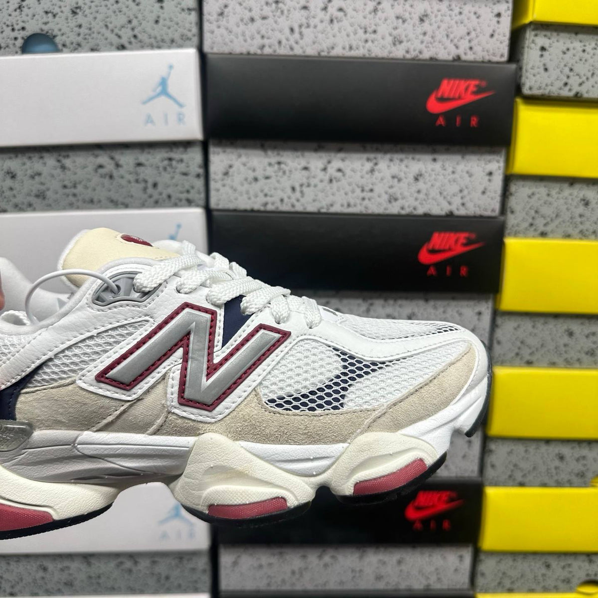 NEW BALANCE 9060 WHITE SHADOW RED SNEAKERS