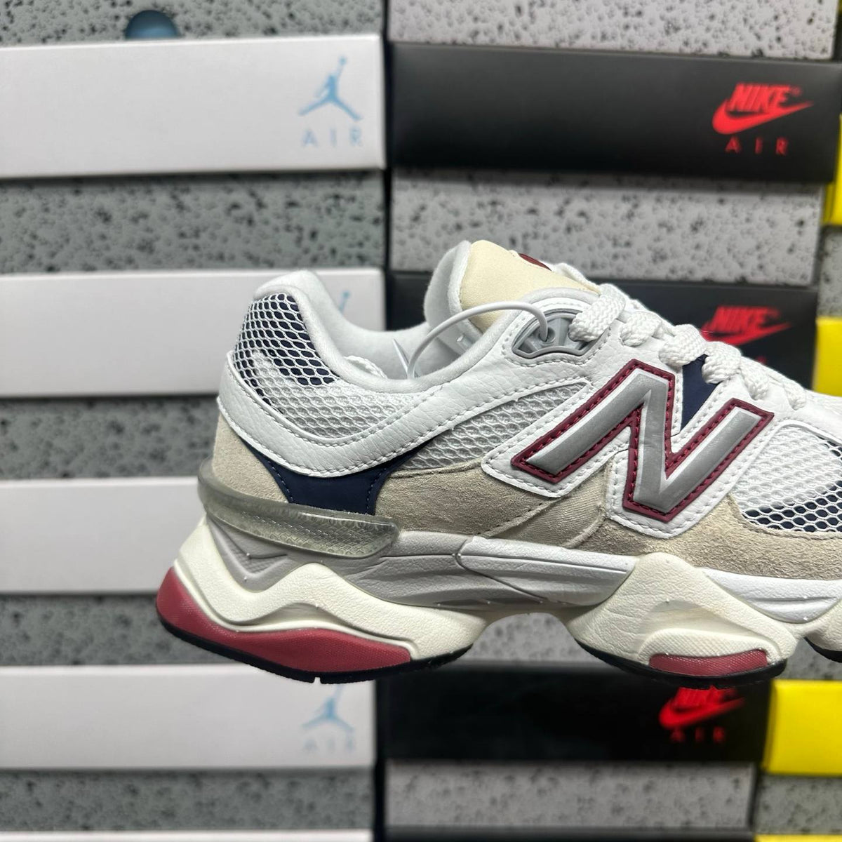 NEW BALANCE 9060 WHITE SHADOW RED SNEAKERS