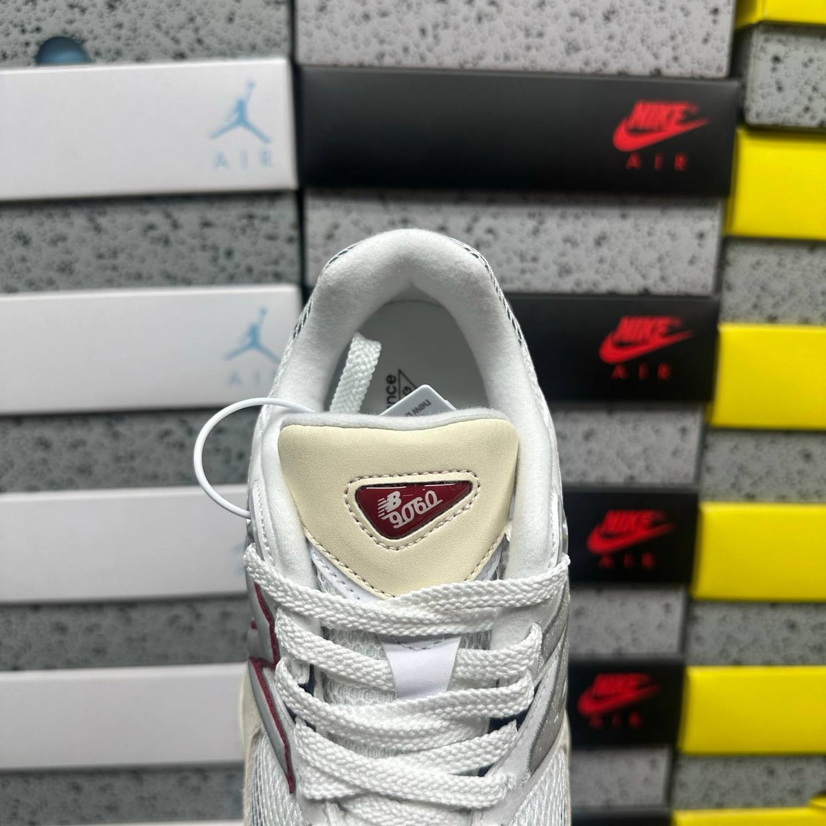 NEW BALANCE 9060 WHITE SHADOW RED SNEAKERS