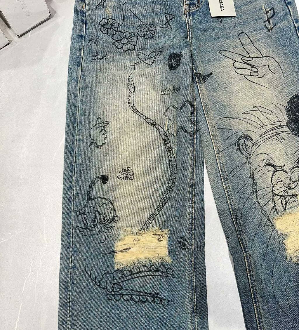 BALENCIAGA WINTER 22 RHINESTONE BAGGY JEANS