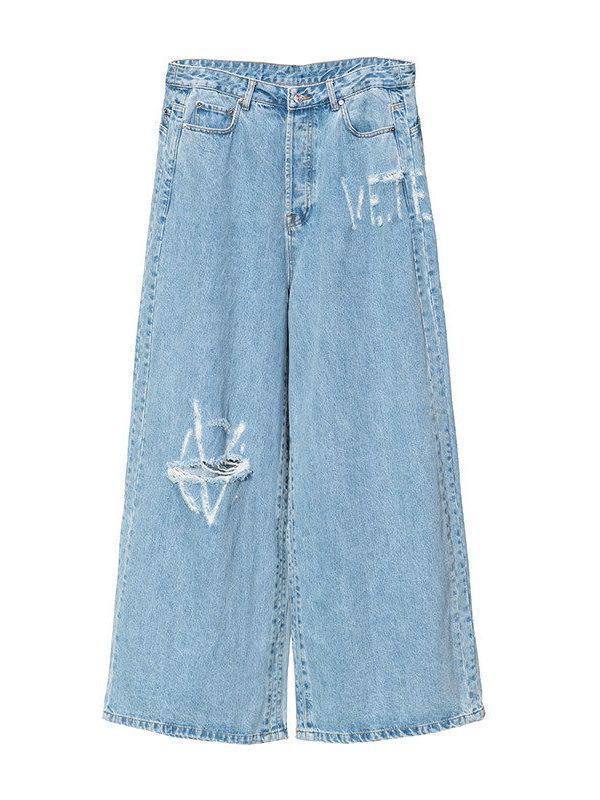 VETEMENTS LOGO DESTROYED BAGGY JEANS
