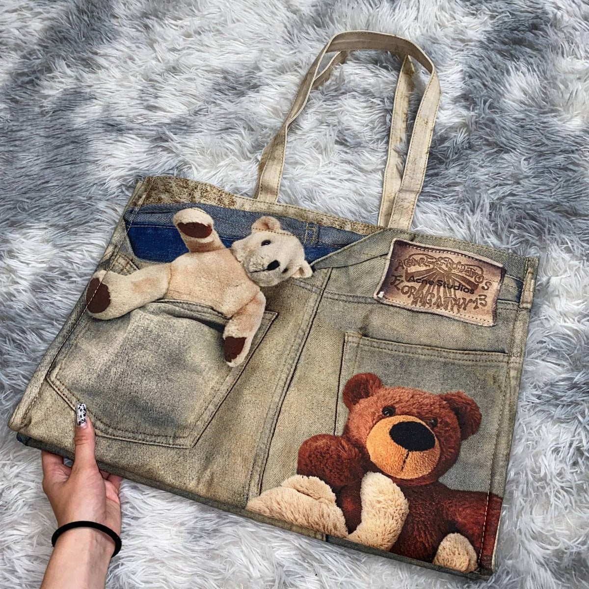 ACNE STUDIOS TEDDY SHOPPER TOTE BAG