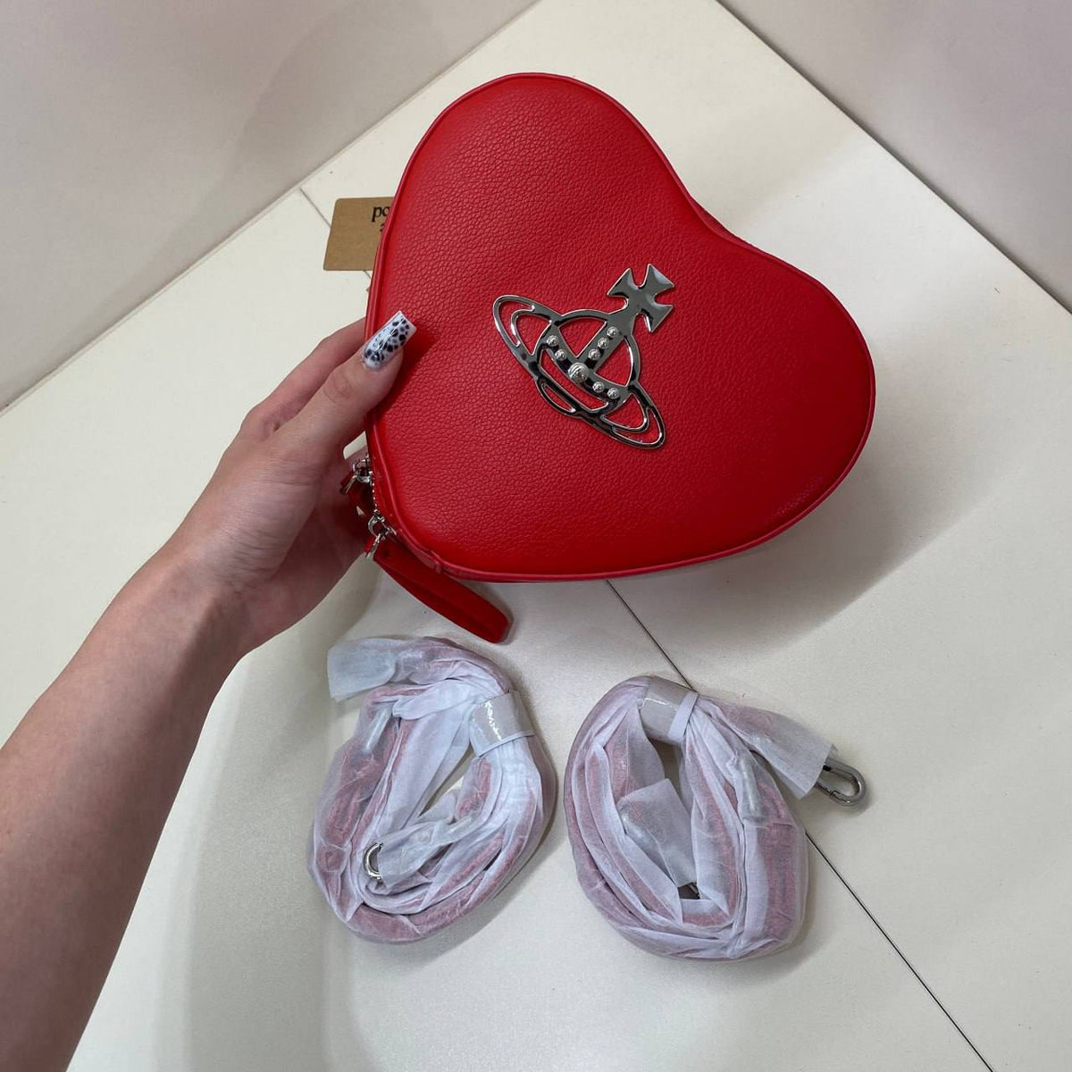 VIVIENNE WESTWOOD JOHANNA RED VEGAN CROSS BODY BAG