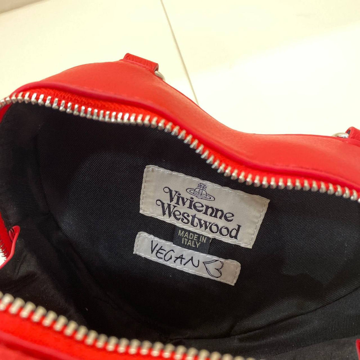 VIVIENNE WESTWOOD JOHANNA RED VEGAN CROSS BODY BAG