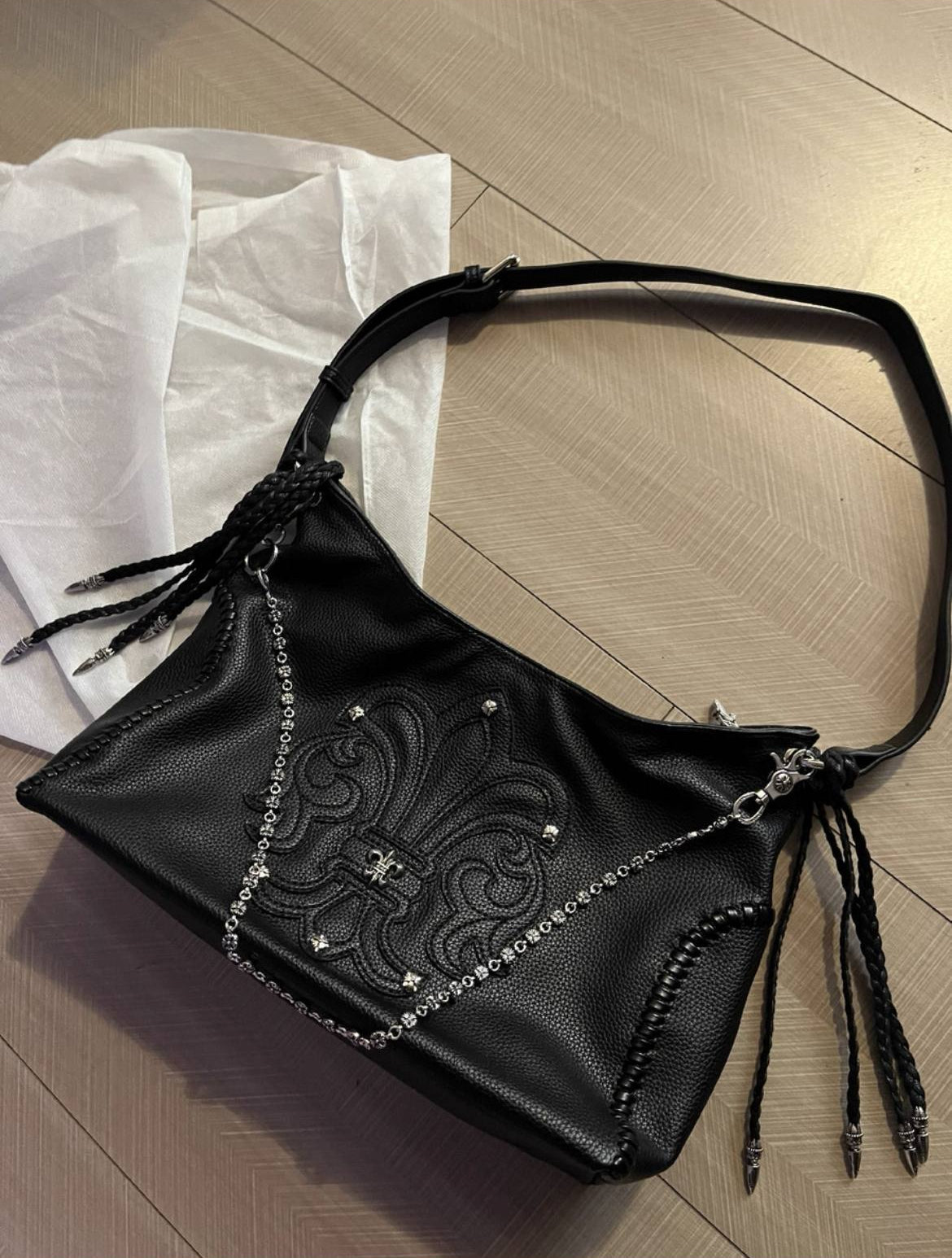CHROME HEARTS FLEUR DE LIS HOBO BAG
