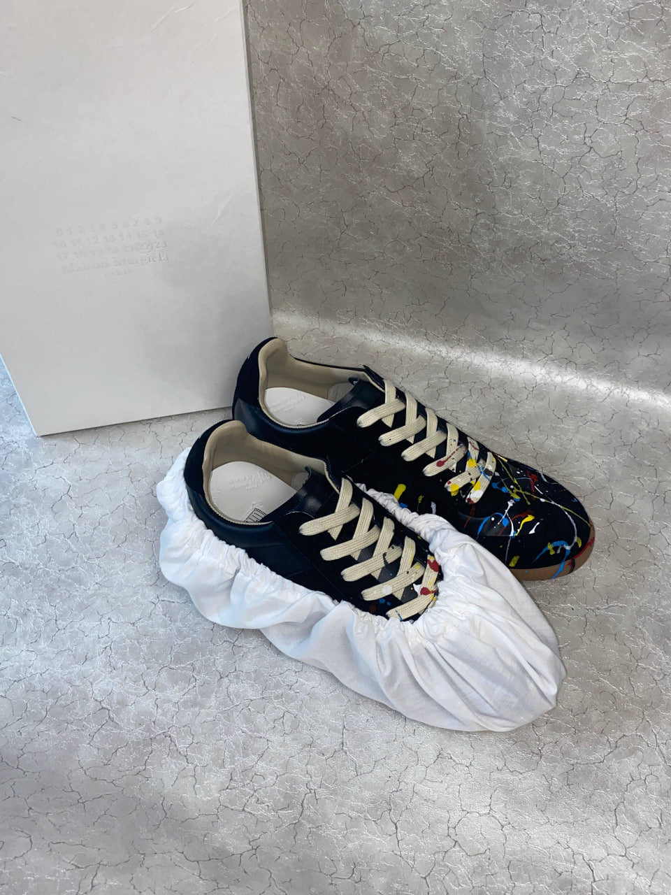 MAISON MARGIELA REPLICA PAINT BLACK SHOES