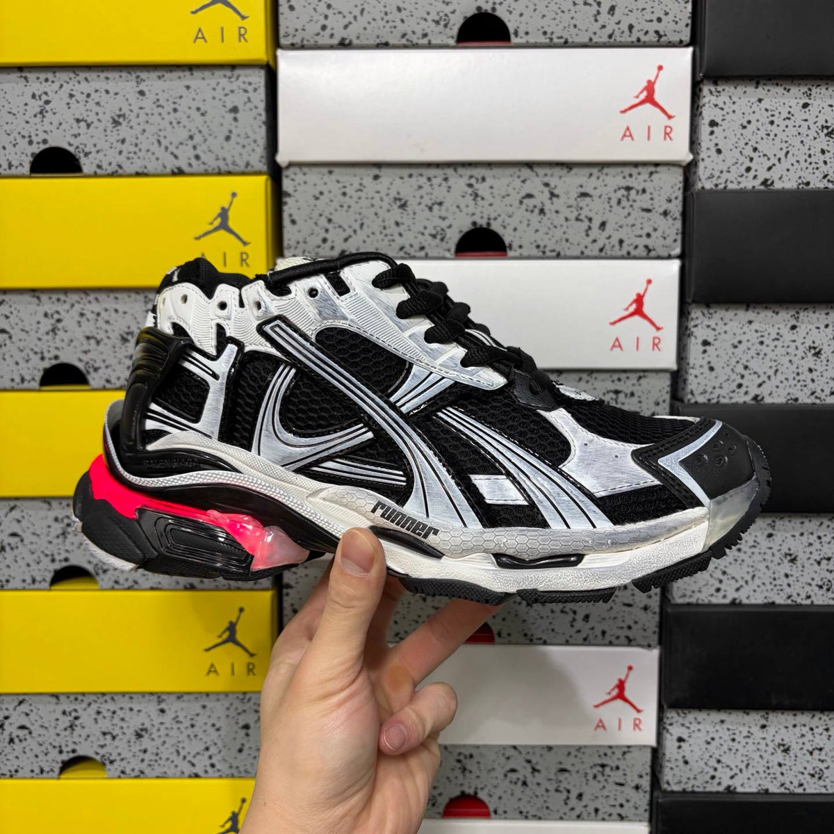 BALENCIAGA RUNNER WHITE BLACK LED SNEAKERS