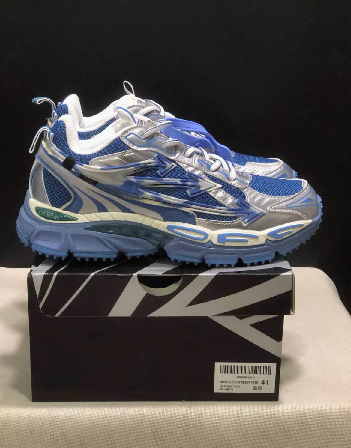 OFF WHITE BE RIGHT BACK BLUE SNEAKERS