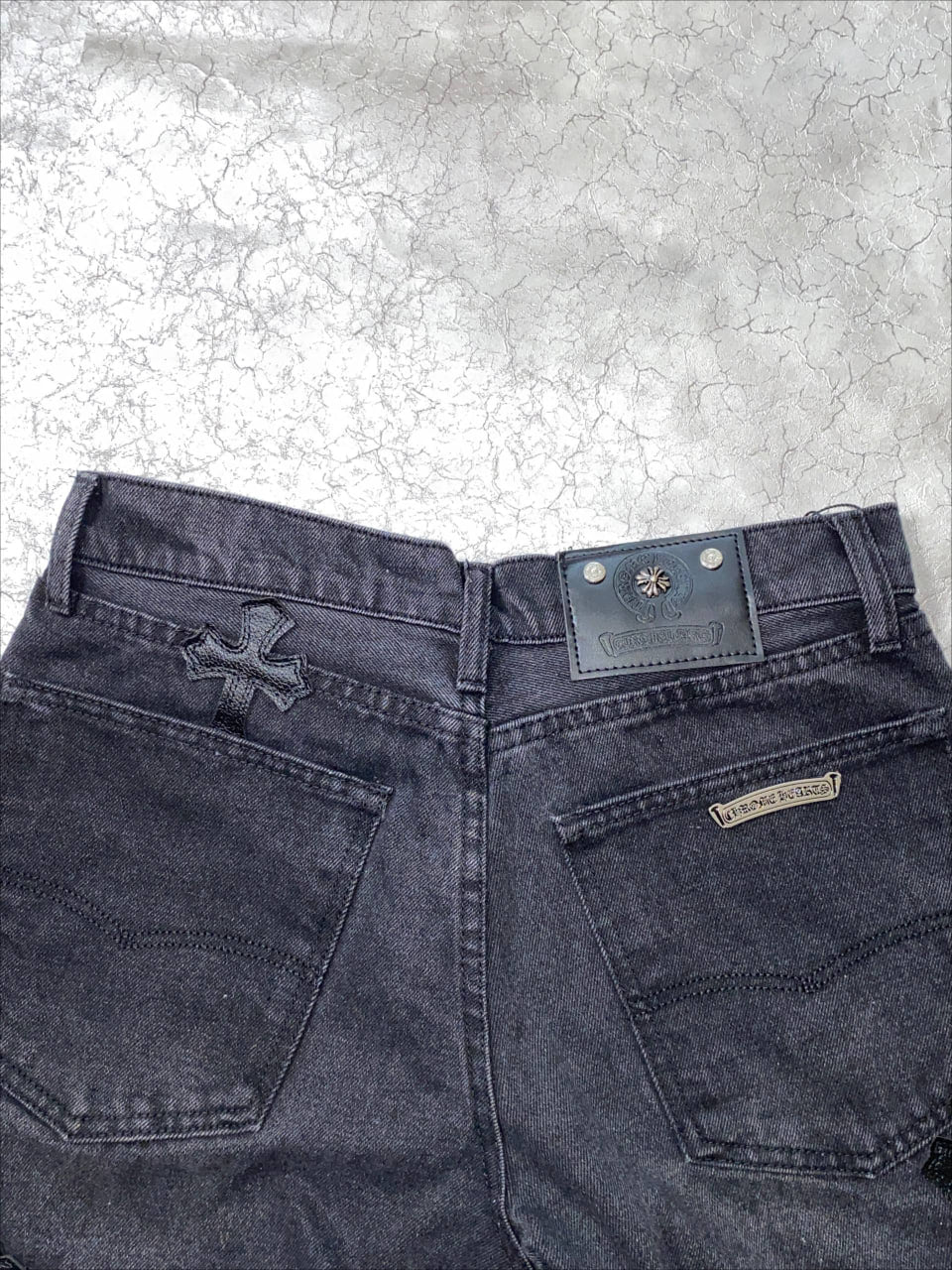 CHROME HEARTS DENIM BLACK SHORTS