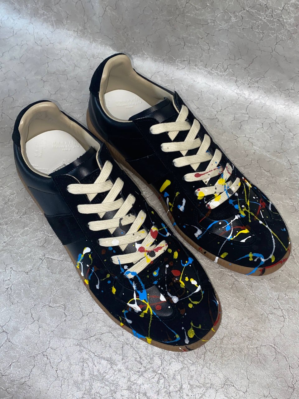 MAISON MARGIELA REPLICA PAINT BLACK SHOES