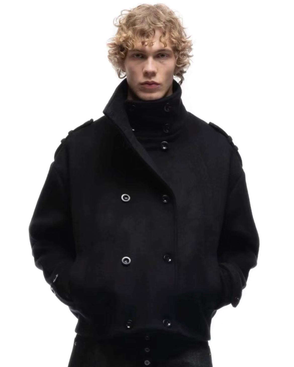 NO FAITH STUDIOS BUTTON UP MARINE BLACK JACKET