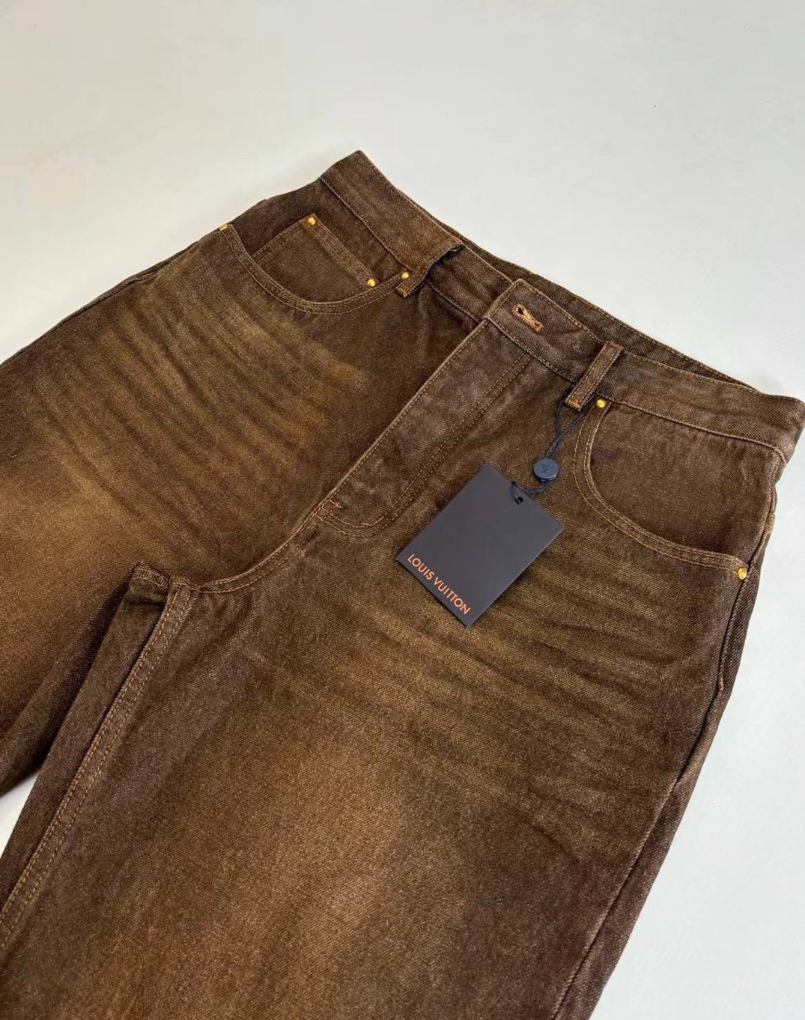 LOUIS VUITTON COFFE INDIGO DENIM SKATE PANTS