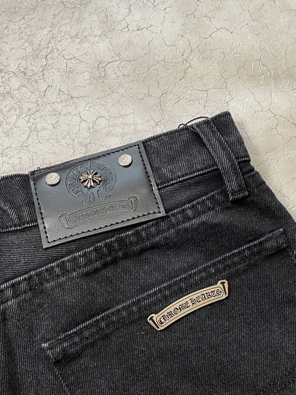 CHROME HEARTS DENIM BLACK SHORTS