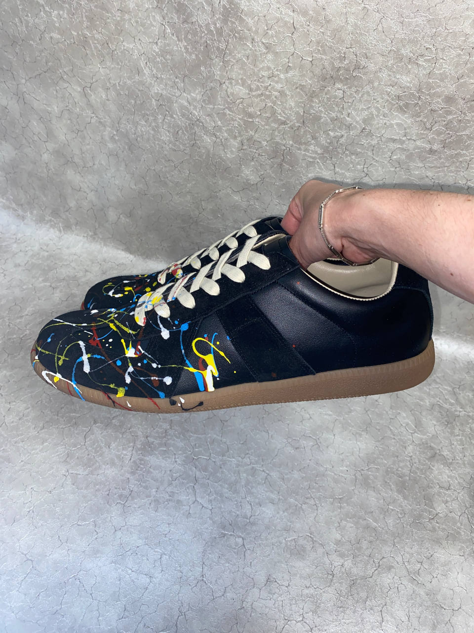 MAISON MARGIELA REPLICA PAINT BLACK SHOES