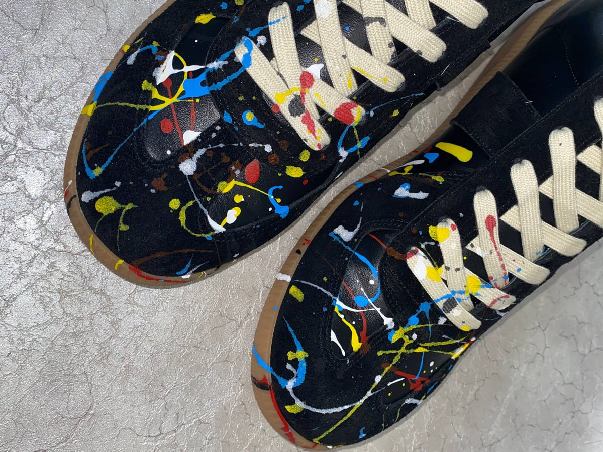 MAISON MARGIELA REPLICA PAINT BLACK SHOES
